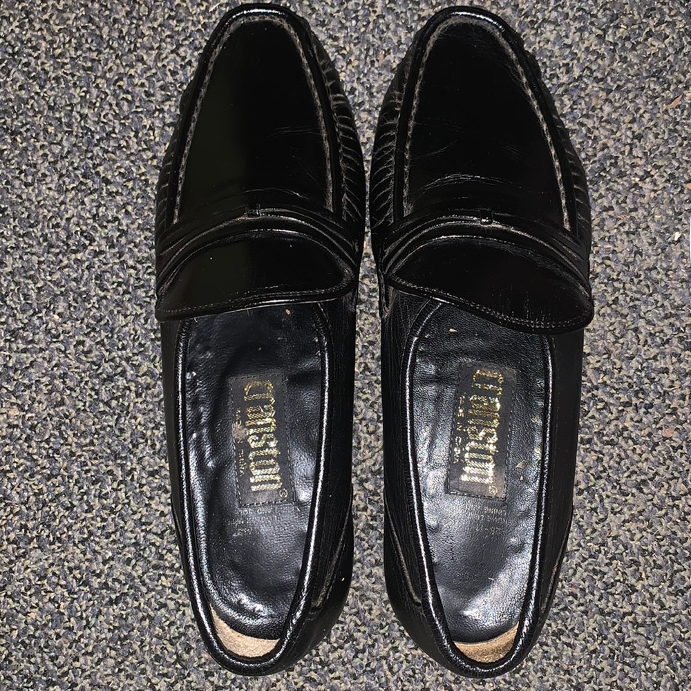 Mens Black leather  loafer dress shoe size 7